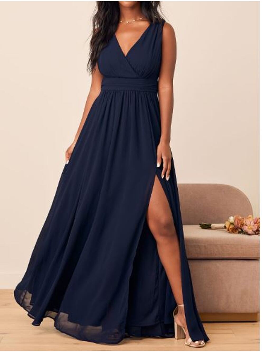 LULU'S XS Thoughts of Hue Navy Blue Maxi Bridesmaid Party Dress NEW 0B4